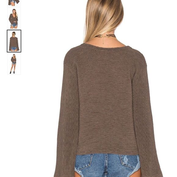Free People Starman V Pullover Top Sweater Brown Size S Ribbed Wool blend - Picture 3 of 8